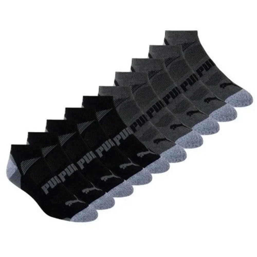 Puma Men's Cool Max No Show Extended Size Black Gray Socks Shoe 12-16 NWT